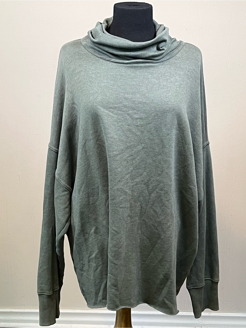 Aerie Oversized Cowl Neck Pullover Sweatshirt Sage Green XXL